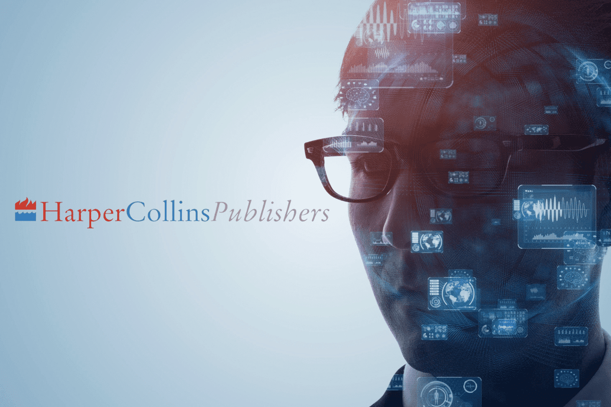 HarperCollinsin logo ja tekoälyhahmo