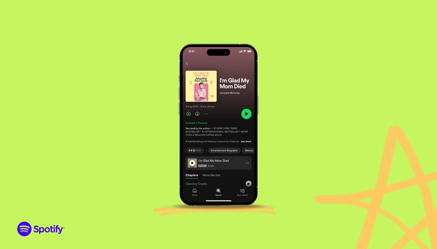 Spotifyn äänikirjapalvelu näytöllä